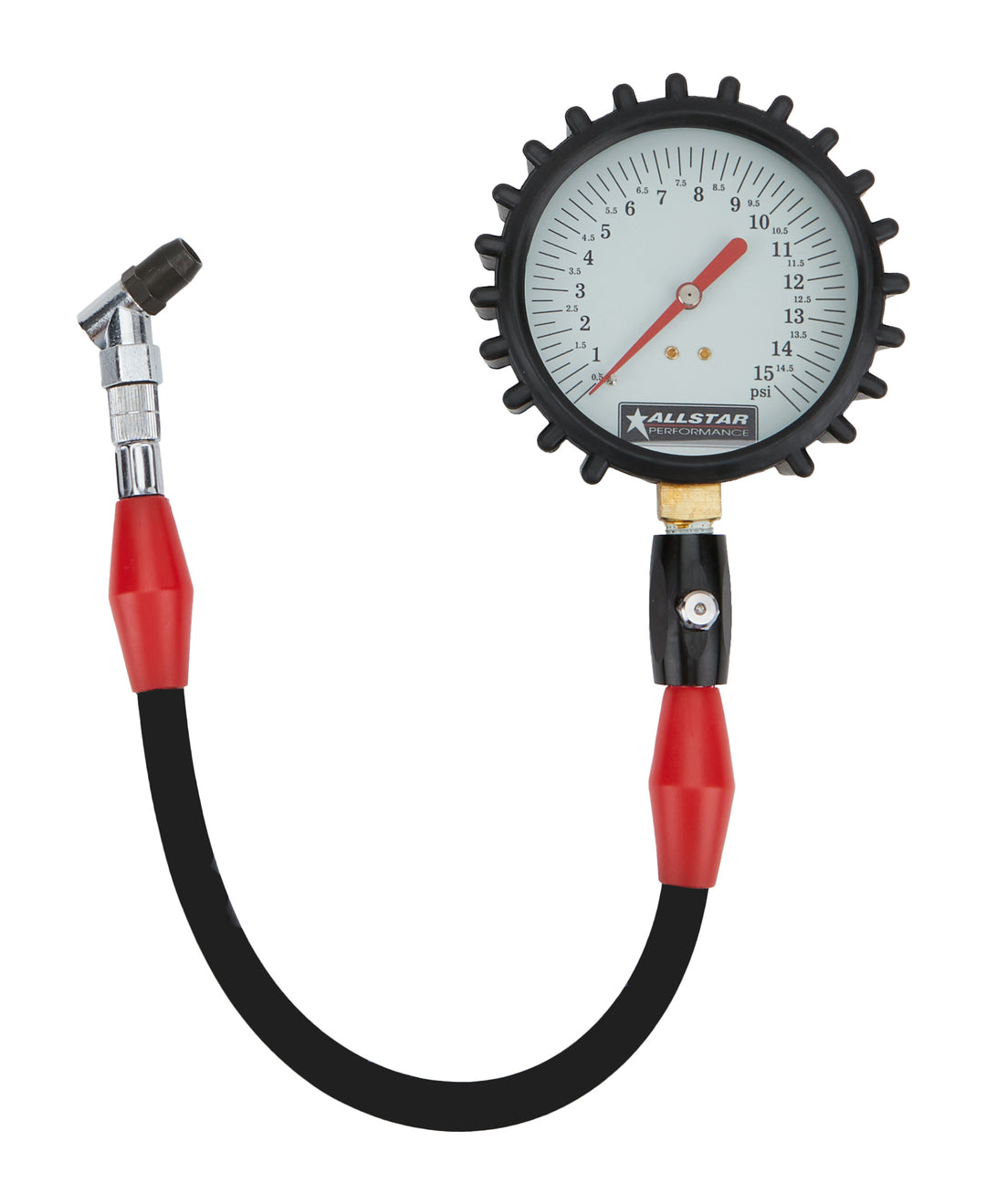 Allstar Tire Pressure Gauge Glow in the Dark 0-15 psi Analog 4" Diameter White Face 1/2 lb ALL44046