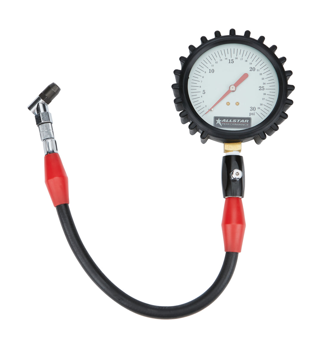 Allstar Tire Pressure Gauge Glow in the Dark 0-30 psi Analog 4" Diameter White Face 1/2 lb ALL44047
