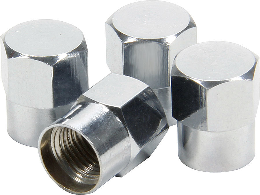 Allstar Valve Stem Cap Hex Steel Chrome Set of 4 ALL44053