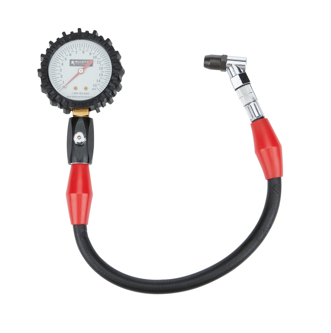 Allstar Tire Pressure Gauge Glow in the Dark 0-15 psi Analog 2-1/4" Diameter White Face 1/5 lb ALL44056