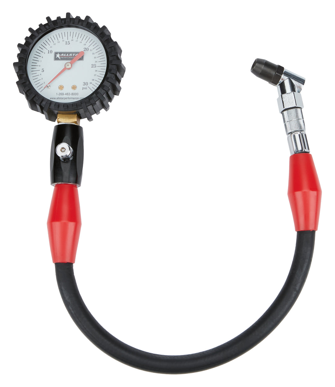 Allstar Tire Pressure Gauge Glow in the Dark 0-30 psi Analog 2-1/4" Diameter White Face 1/2 lb ALL44057