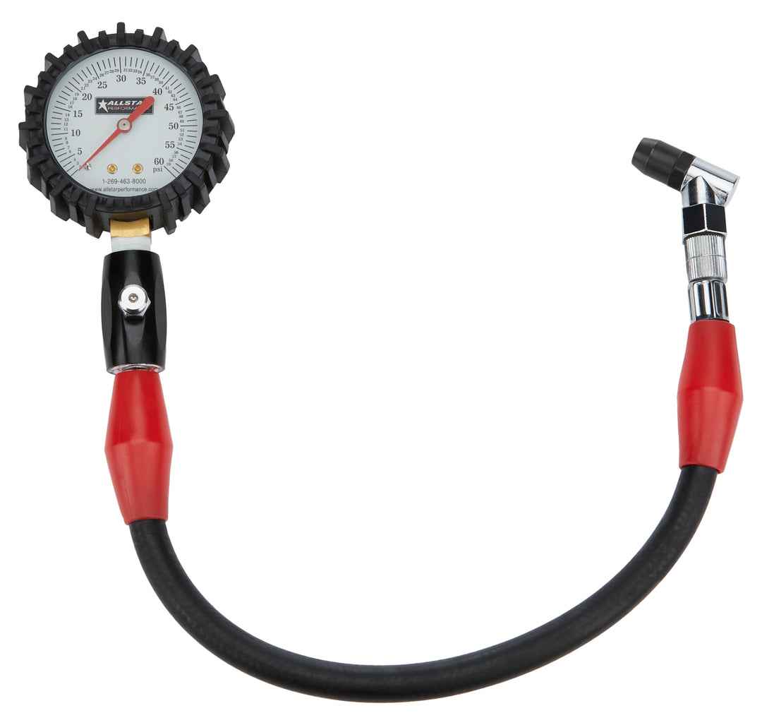 Allstar Tire Pressure Gauge Glow in the Dark 0-60 psi Analog 2-1/4" Diameter White Face 1/2 lb ALL44058