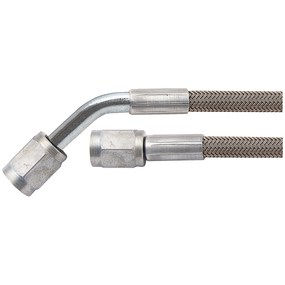 Allstar AN Hose Assembly 14" 3 AN Hose 3 AN Straight Female to 3 AN 45 Degree Female Braided ALL46301-14