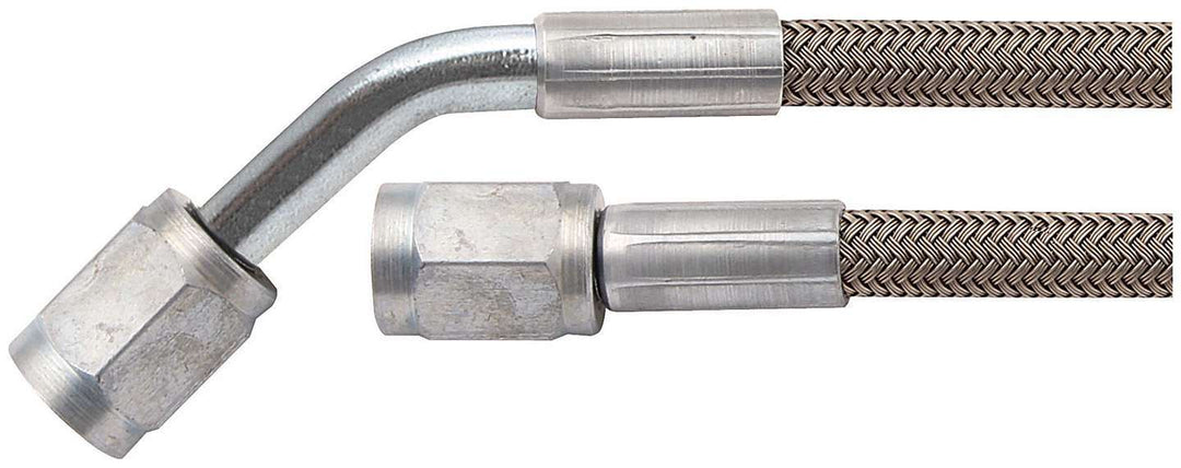 Allstar AN Hose Assembly 15" 3 AN Hose 3 AN Straight Female to 3 AN 45 Degree Female Braided ALL46301-15
