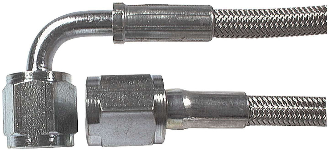 Allstar AN Hose Assembly 18" 3 AN Hose 4 AN Straight Female to 4 AN 90 Degree Female Braided ALL46312-18