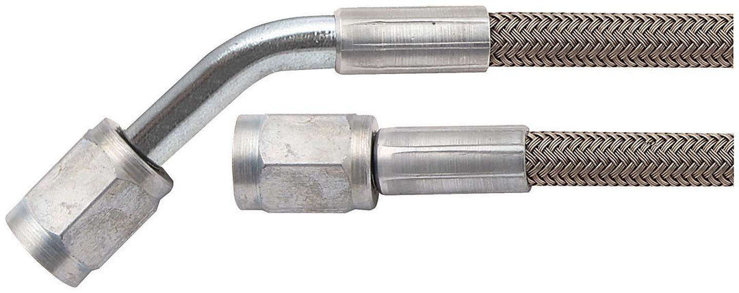 Allstar AN Hose Assembly 18" 4 AN Hose 4 AN Straight Female to 4 AN 45 Degree Female Braided ALL46401-18