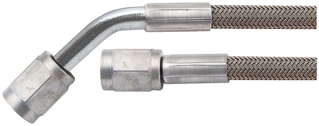 Allstar Brake Hose 24" 4 AN Hose 4 AN Straight Female to 4 AN 45 Degree Female Braided ALL46401-24