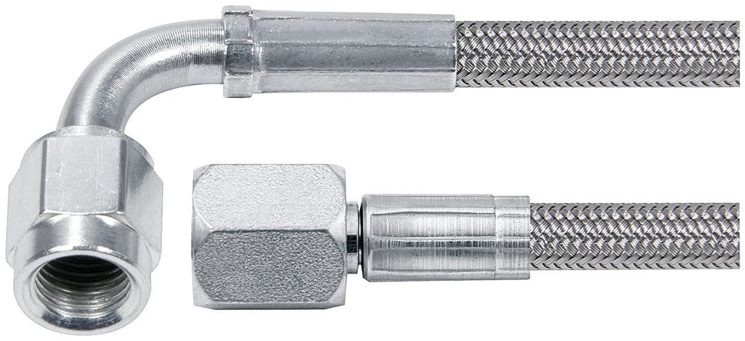 Allstar AN Hose Assembly 12" 4 AN Hose 4 AN Straight Female to 4 AN Tube 90 Degree Female ALL46404-12