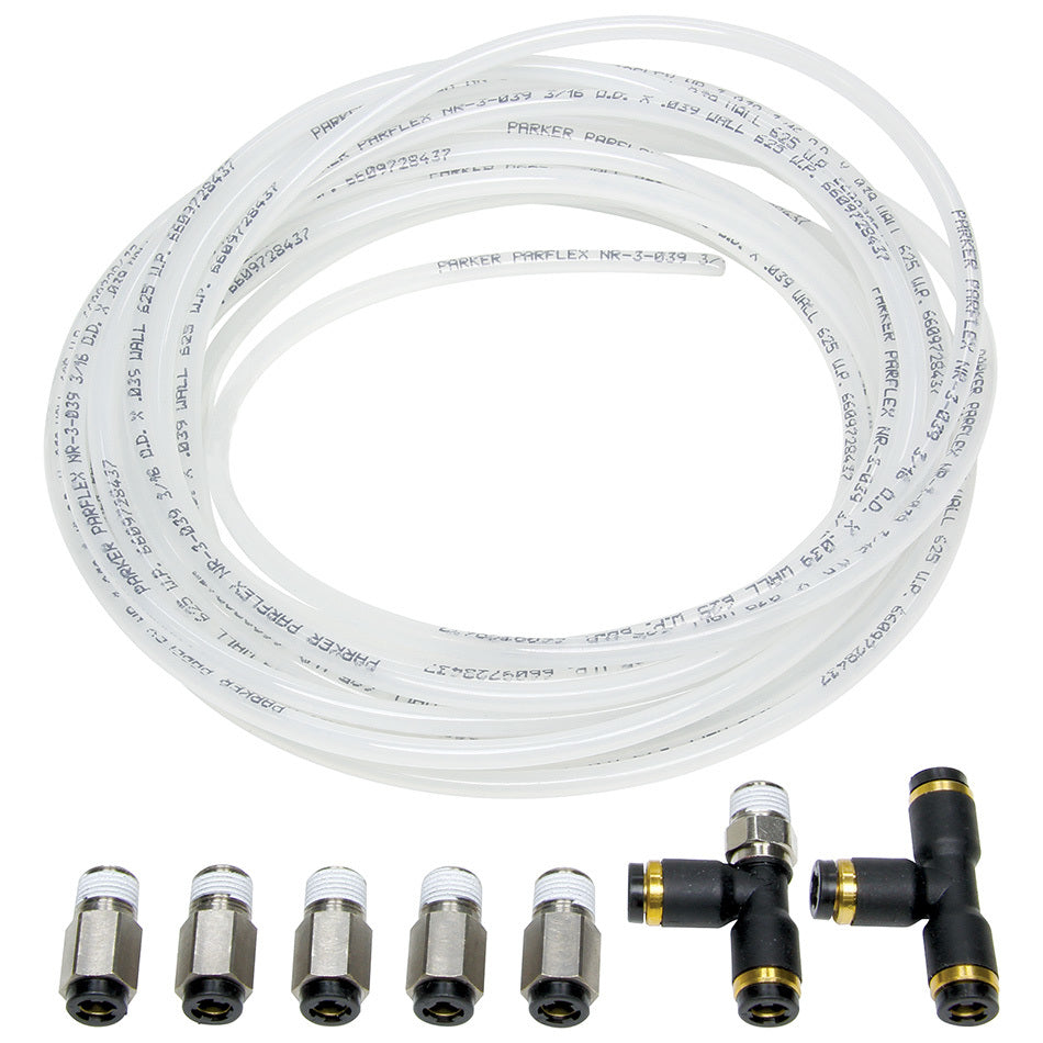 Allstar Nylon Brake Line Deluxe Without Brake Gauges 3/16" OD 30 ft Hose Fittings Brass Kit ALL48018