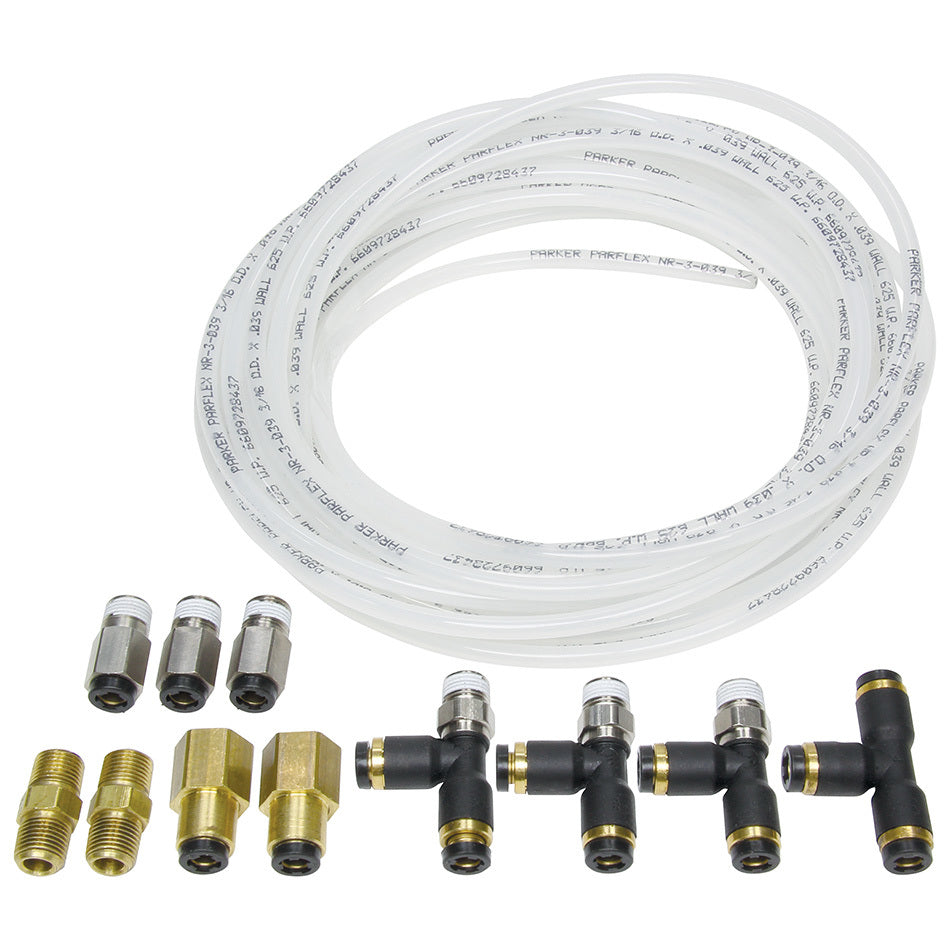 Allstar Nylon Brake Line Deluxe With Brake Gauges 3/16" OD 30 ft Hose Fittings Brass / Nylon Kit ALL48019