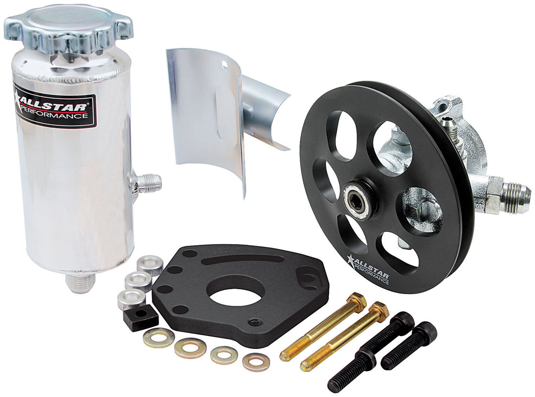 Allstar Power Steering Pump GM Type 2 3 gpm 1300 psi Head Mount / Tank / V-Belt Pulley Kit ALL48240