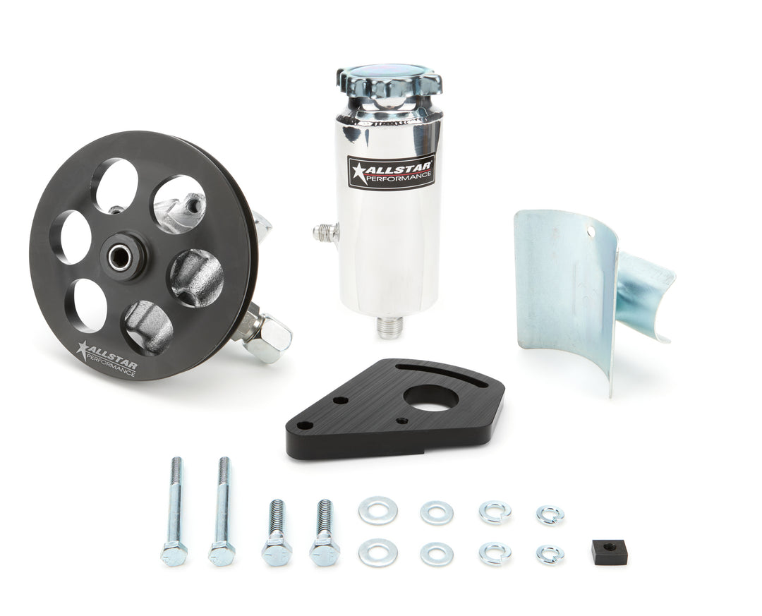 Allstar Power Steering Pump GM Type 2 3 gpm 1300 psi Block Mount / Tank / V-Belt Pulley Kit ALL48242