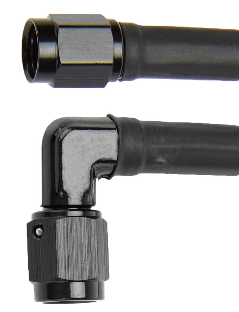 Allstar AN Hose Assembly 6" 3 AN Hose 3 AN Straight Female to 3 AN 90 Degree Female Braided ALL48413
