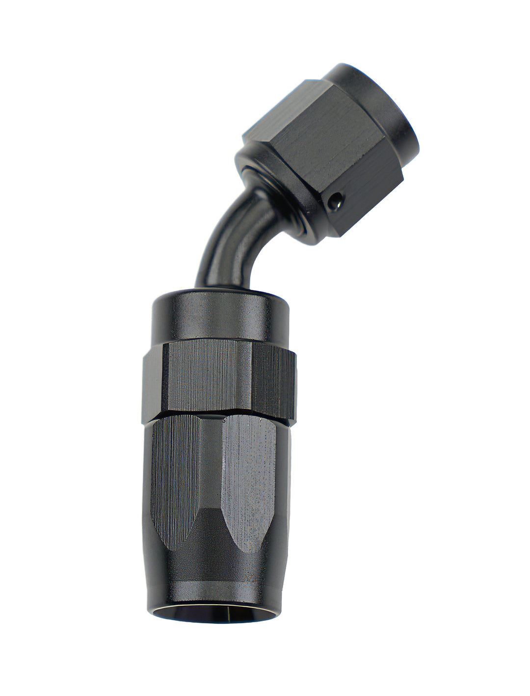 Allstar Fitting Hose End 45 Degree 4 AN Hose to 4 AN Female Swivel Aluminum Black Anodized ALL49331