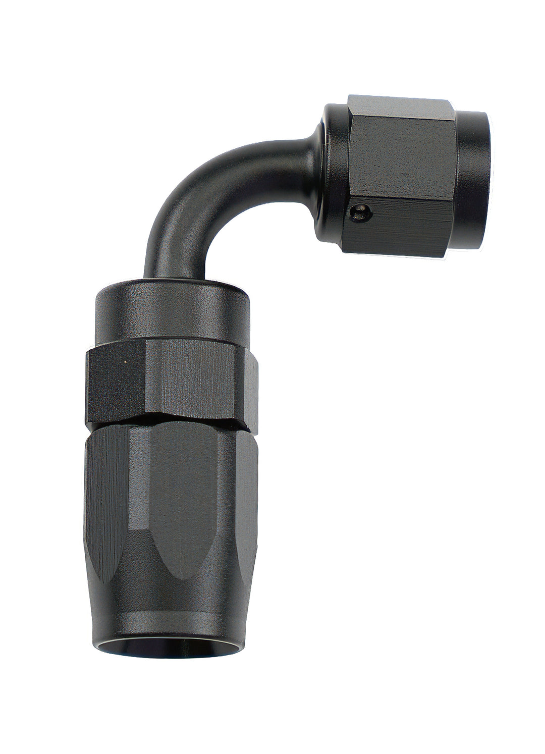 Allstar Fitting Hose End 90 Degree 4 AN Hose to 4 AN Female Swivel Aluminum Black Anodized ALL49351