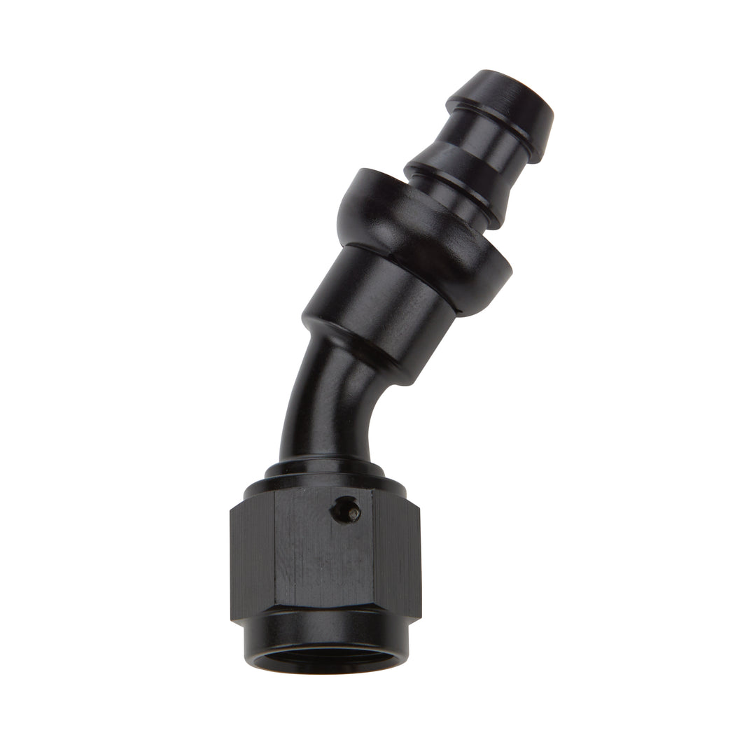 Allstar Fitting Hose End 30 Degree 8 AN Hose Barb to 8 AN Female Aluminum Black Anodized ALL49423