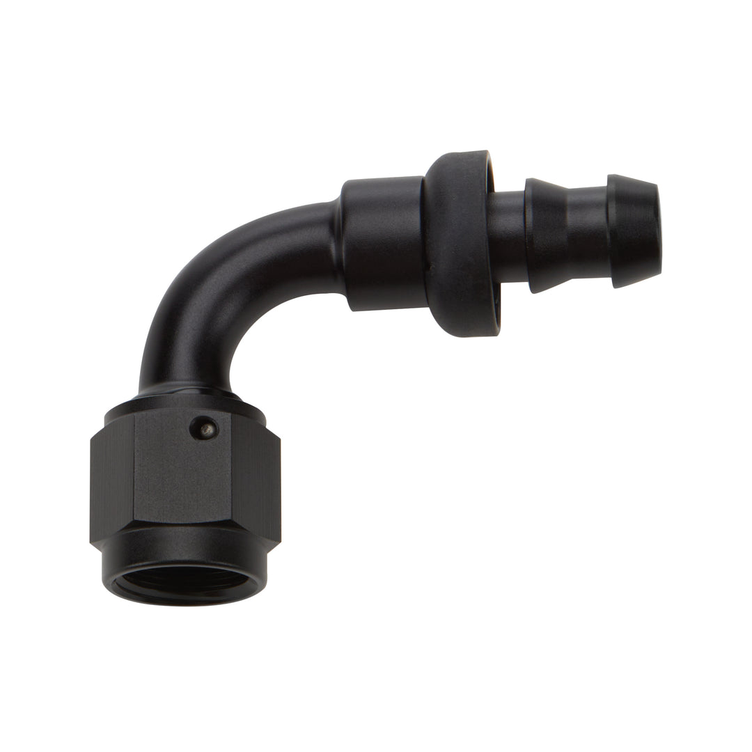 Allstar Fitting Hose End 90 Degree 4 AN Hose Barb to 4 AN Female Aluminum Black Anodized ALL49451