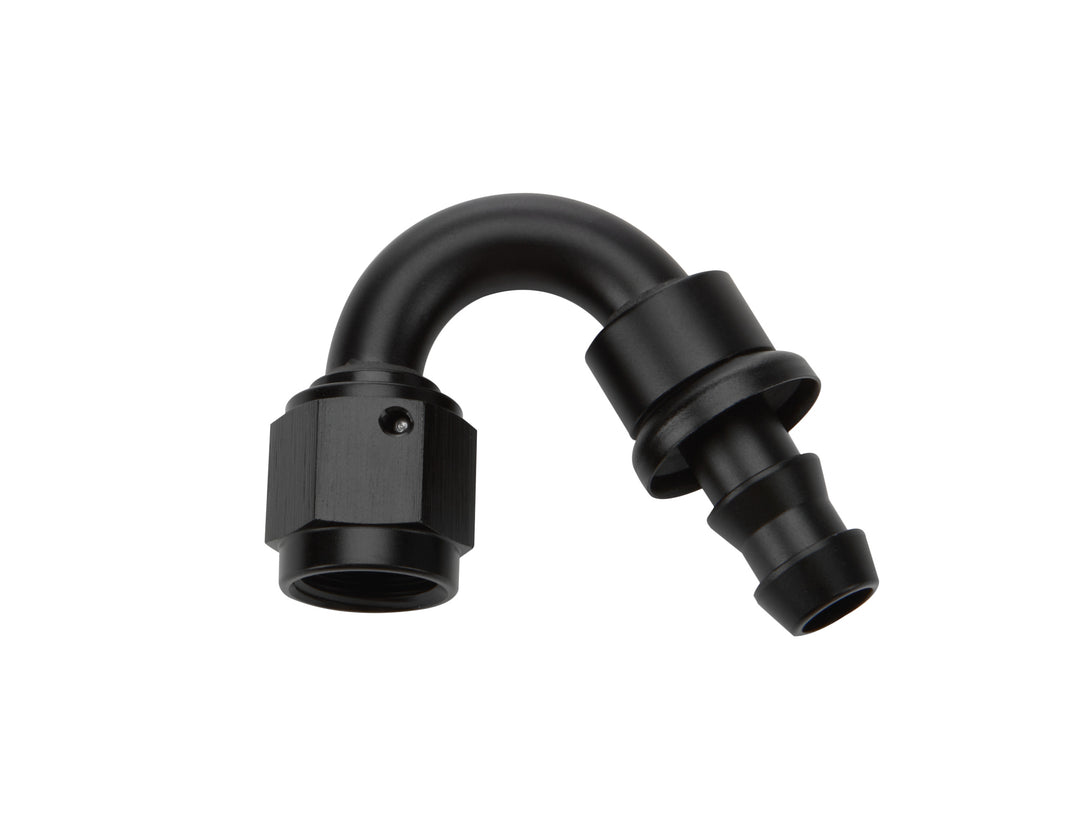Allstar Fitting Hose End 150 Degree 6 AN Hose Barb to 6 AN Female Aluminum Black Anodized ALL49472