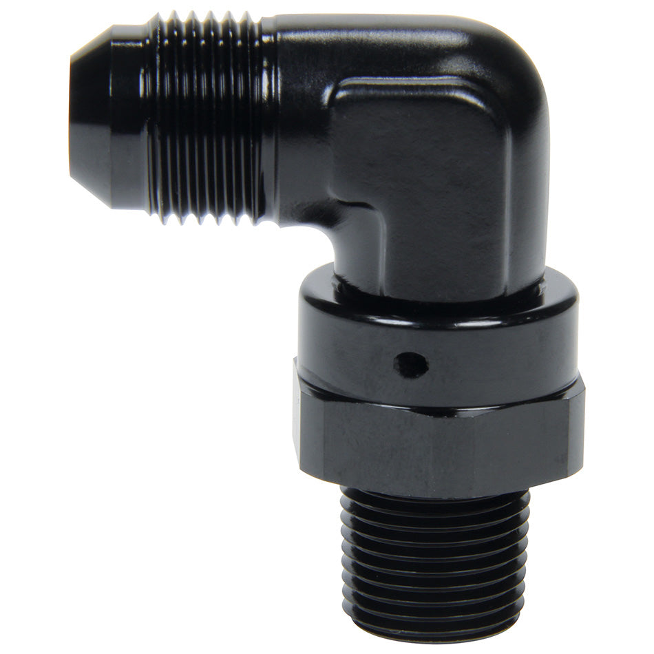 Allstar Fitting Adapter 90 Degree 6 AN Male to 1/8" NPT Male Swivel Aluminum Black Anodized ALL49587