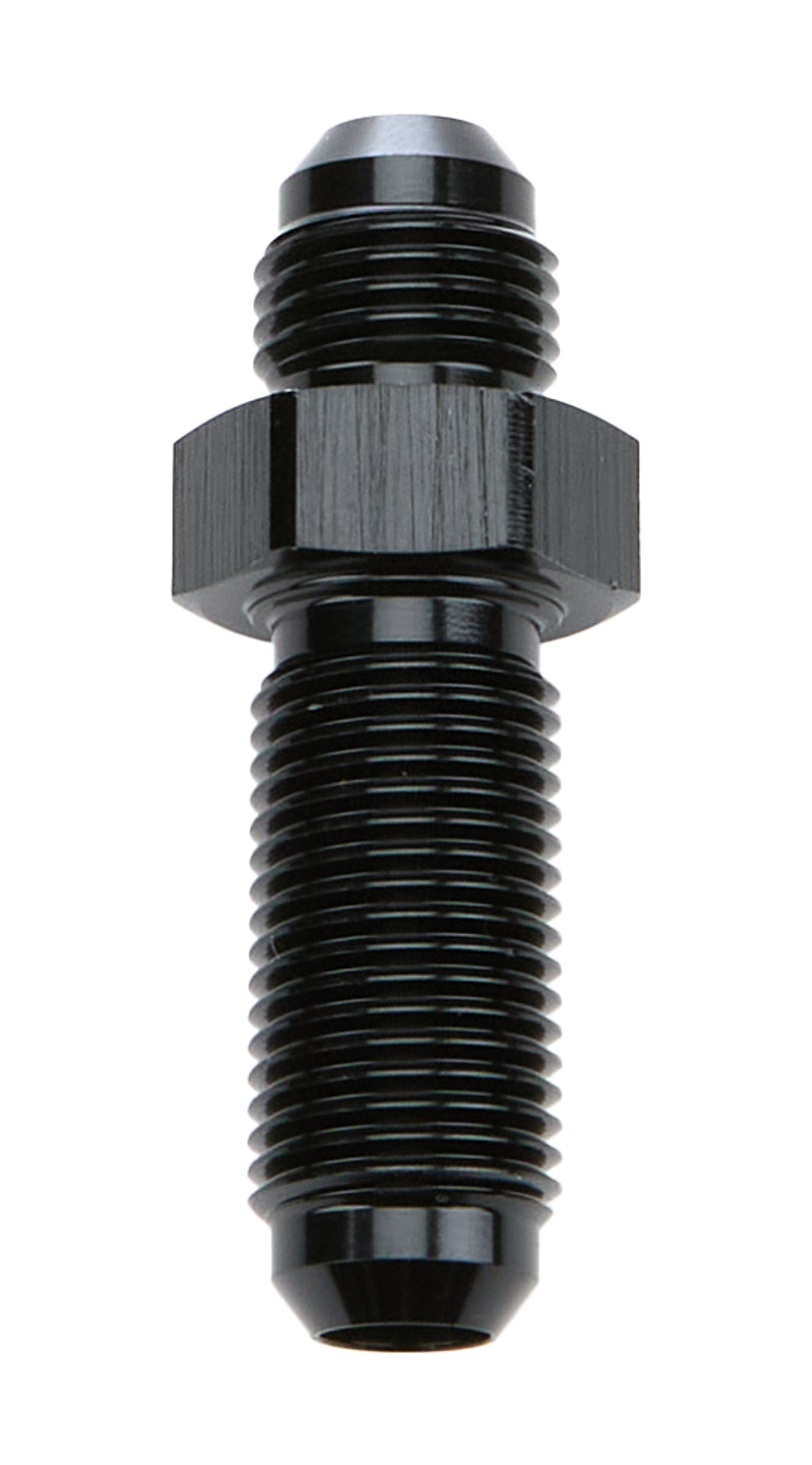 Allstar Fitting Bulkhead Straight 6 AN Male to 6 AN Male Bulkhead Aluminum Black Anodized ALL49612