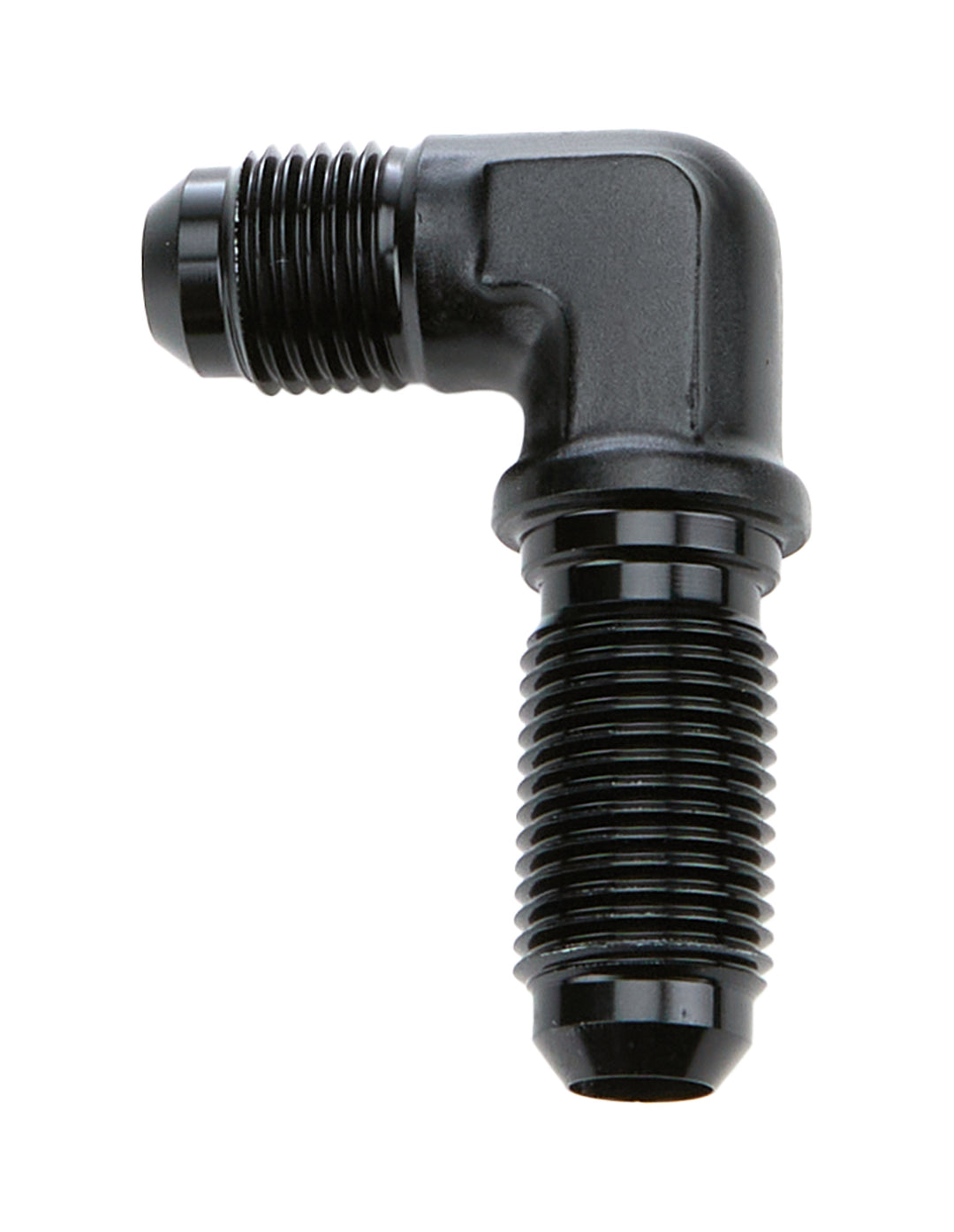 Allstar Fitting Bulkhead 90 Degree 6 AN Male to 6 AN Male Bulkhead Aluminum Black Anodized ALL49622