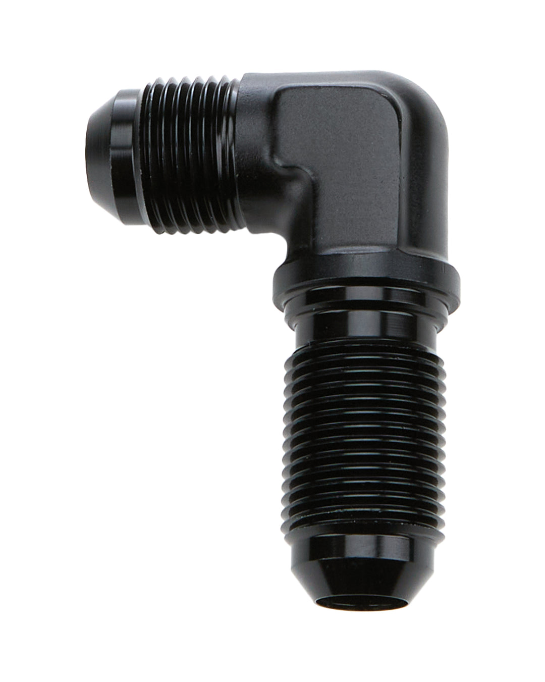 Allstar Fitting Bulkhead 90 Degree 8 AN Male to 8 AN Male Bulkhead Aluminum Black Anodized ALL49623
