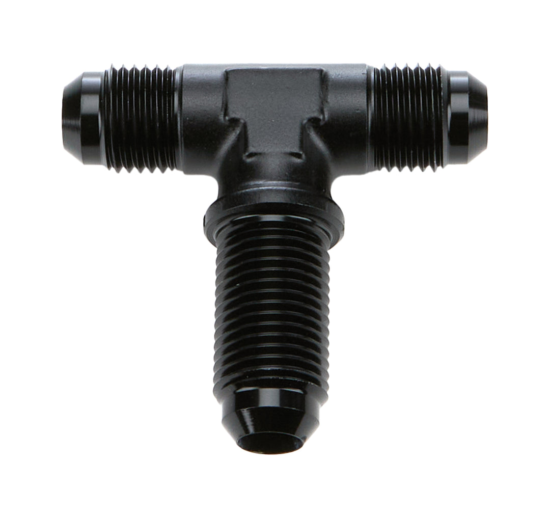 Allstar Fitting Bulkhead Tee 6 AN Male x 6 AN Male x 6 AN Male Bulkhead Aluminum Black Anodized ALL49632