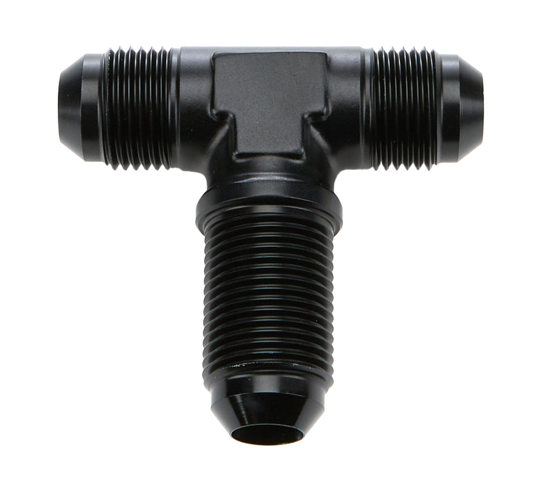 Allstar Fitting Bulkhead Tee 8 AN Male x 8 AN Male x 8 AN Male Bulkhead Aluminum Black Anodized ALL49633