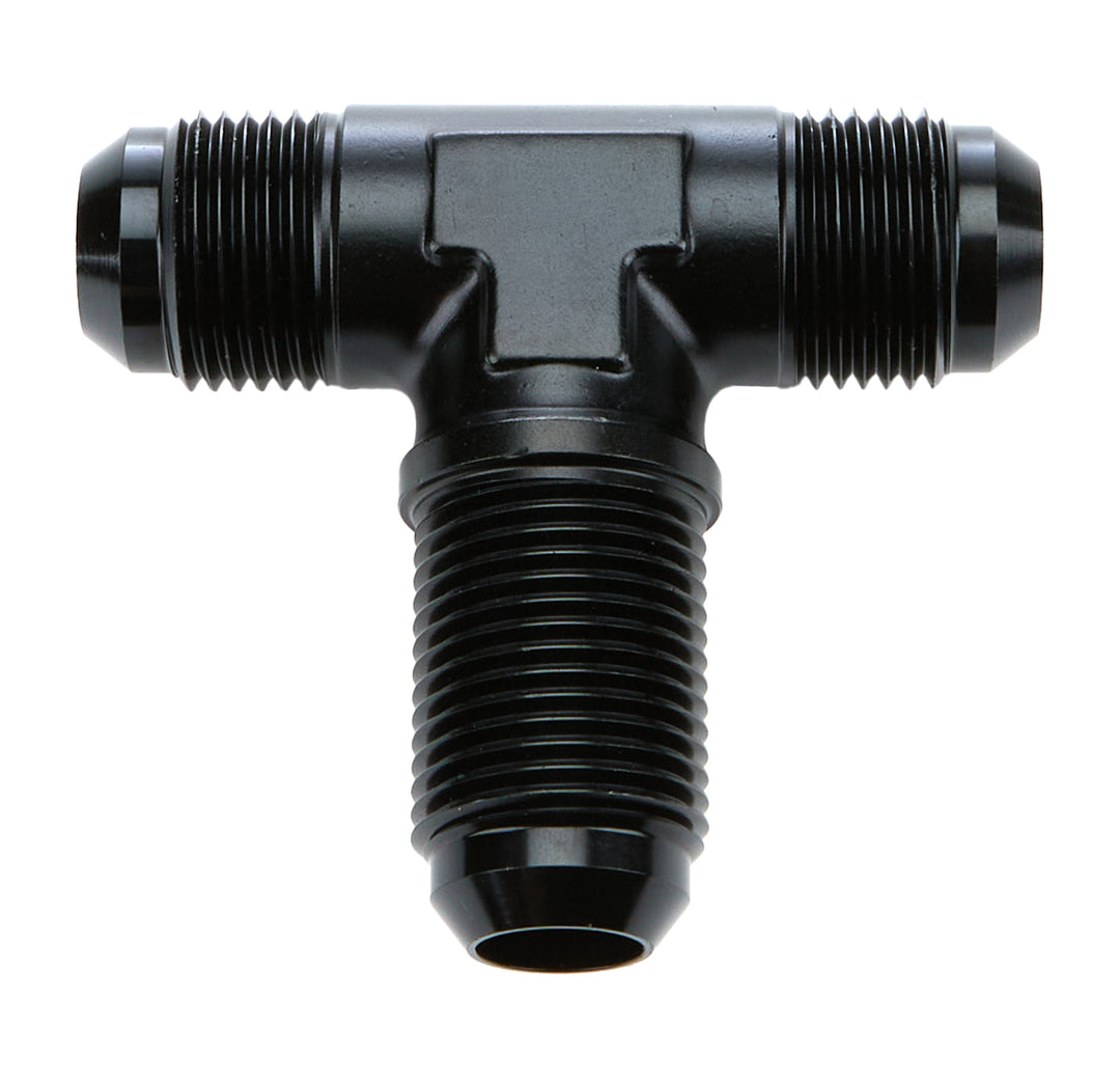 Allstar Fitting Bulkhead Tee 10 AN Male x 10 AN Male x 10 AN Male Bulkhead Aluminum Black ALL49634