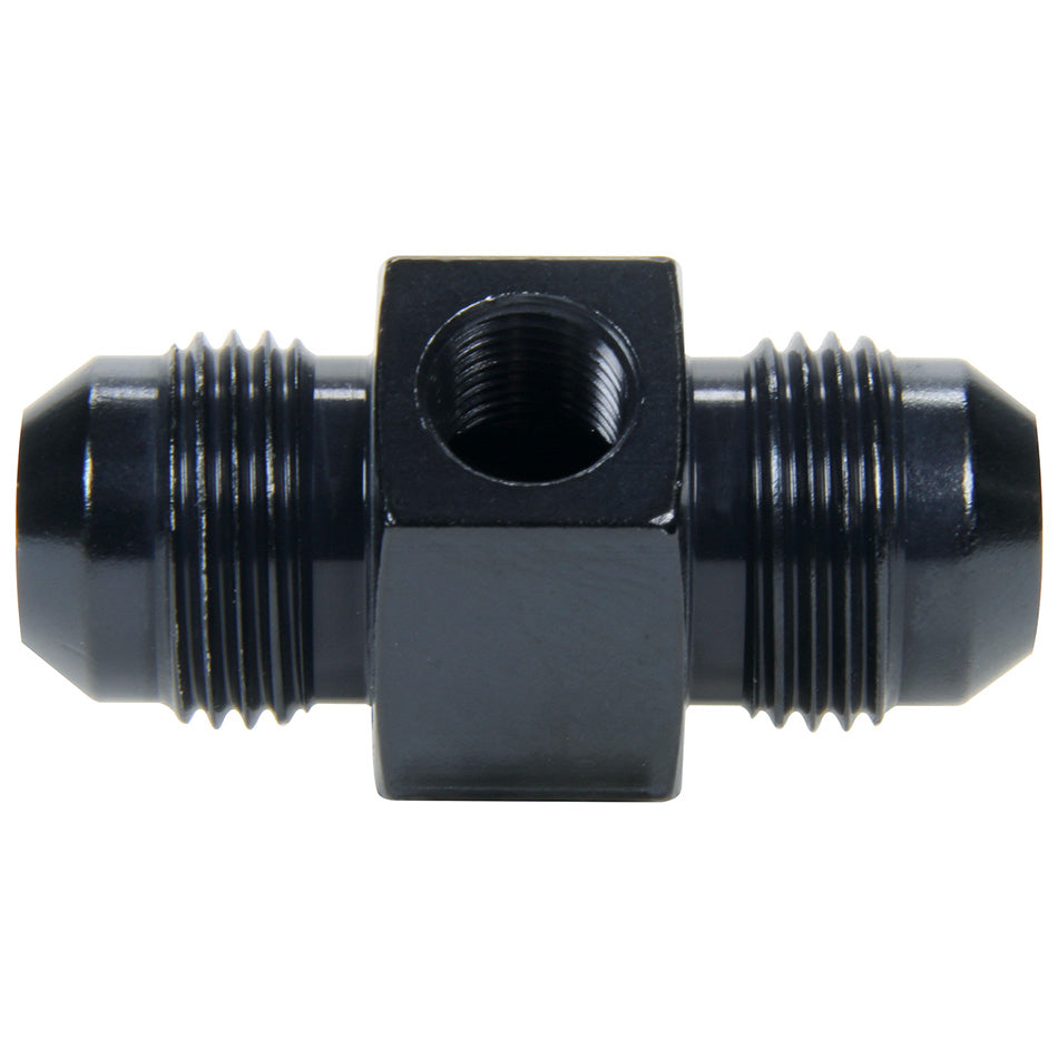 Allstar Fitting Gauge Adapter Straight 6 AN Male to 6 AN Male 1/8" NPT Gauge Port Aluminum Black ALL49761