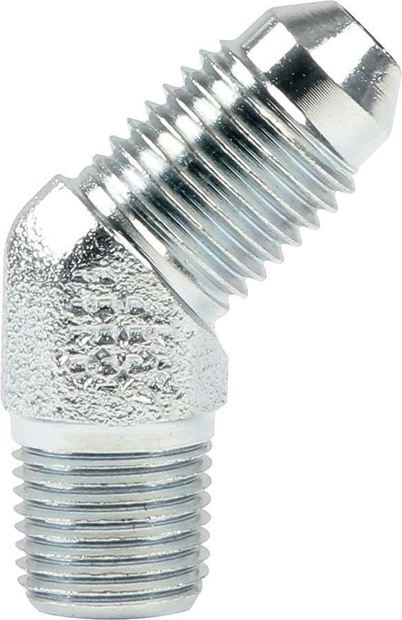 Allstar Fitting Adapter 45 Degree 4 AN Male to 1/8" NPT Male Steel Zinc Oxide ALL50011