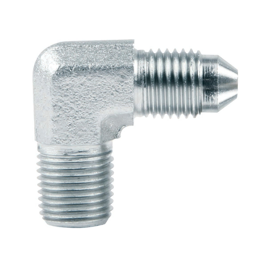 Allstar Fitting Adapter 90 Degree 3 AN Male to 1/8" NPT Male Steel Zinc Oxide Set of 10 ALL50018-10