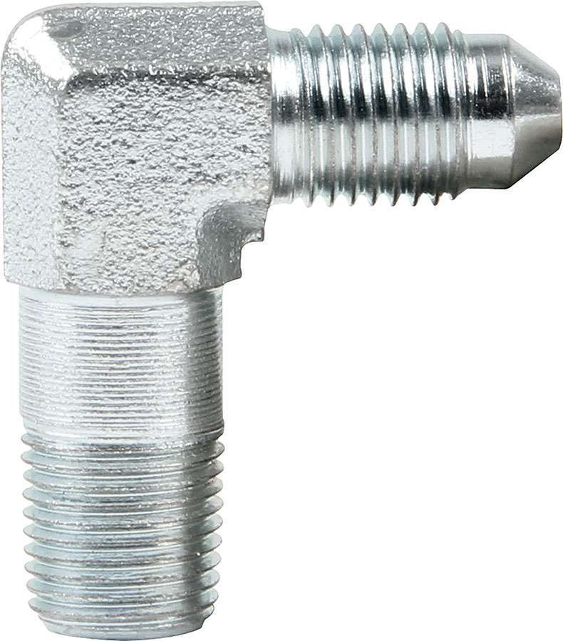 Allstar Fitting Adapter 90 Degree Tall 3 AN Male to 1/8" NPT Male Steel Zinc Oxide ALL50020