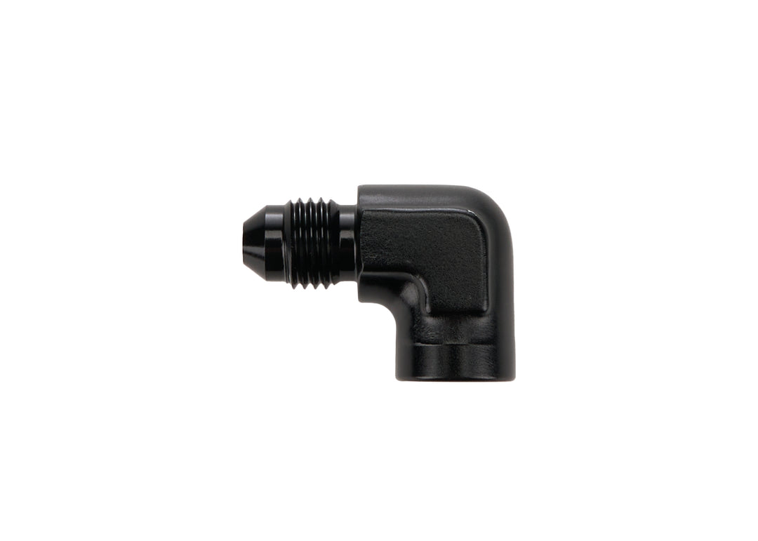 Allstar Fitting Adapter 90 Degree 4 AN Male to 1/8" NPT Female Aluminum Black Anodized ALL50206