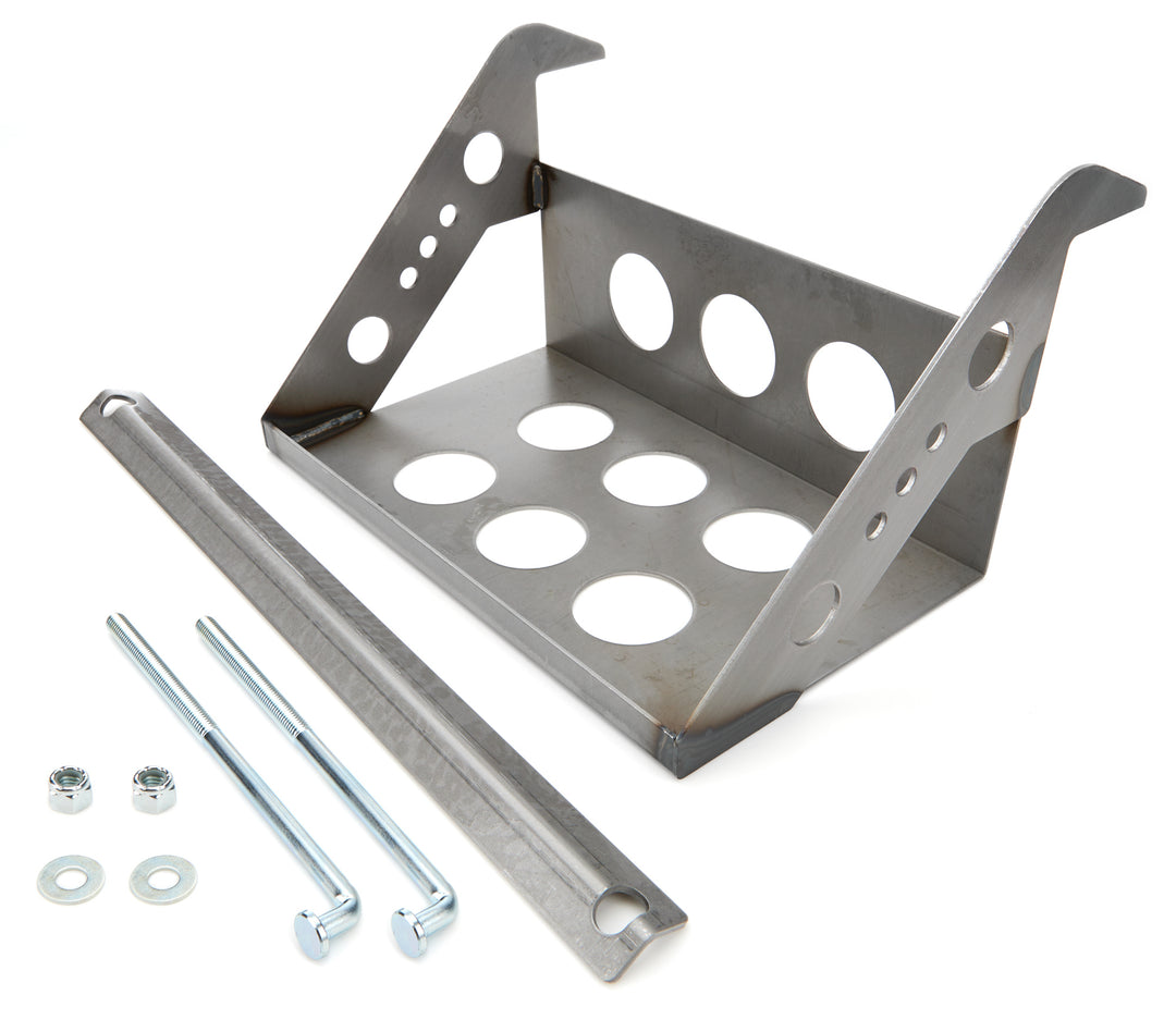 Allstar Battery Tray Lightweight 12" Length x 7.25" Wide Frame Hooks Steel Natural Kit ALL76100
