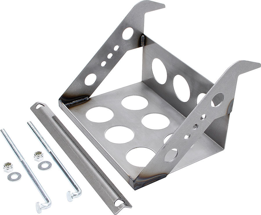 Allstar Battery Tray Lightweight 10" Length x 7.25" Wide Frame Hooks Steel Natural Kit ALL76101