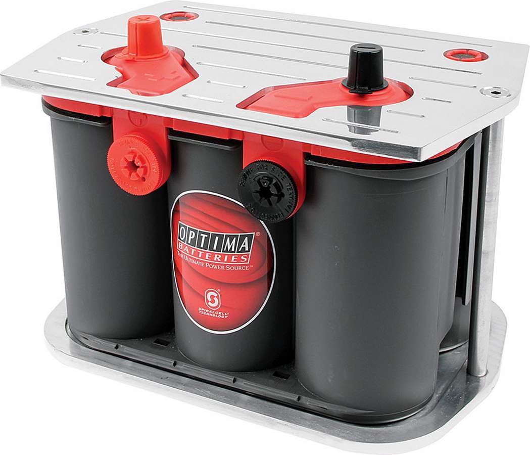 Allstar Battery Tray Ball Milled Aluminum Polished Optima Blue / Red / Yellow Top Batteries Type ALL76107