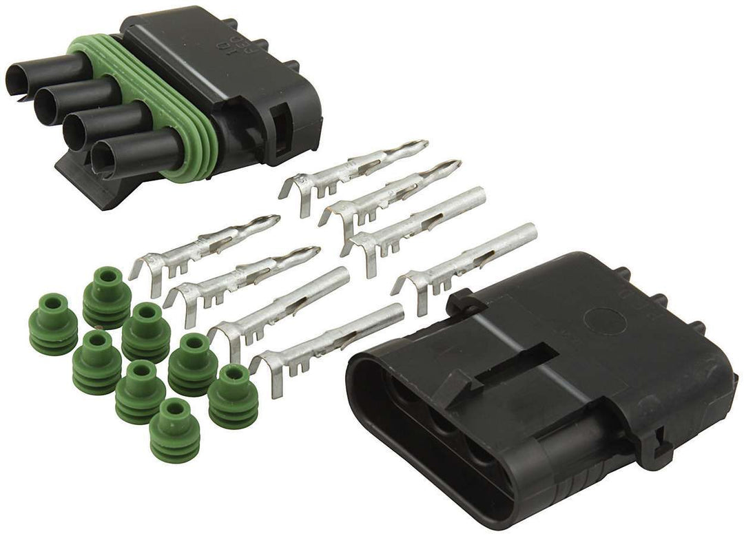 Allstar Electrical Connector Weather Pack Sealed Connector 4 Pin Flat Plastic Black Kit ALL76268