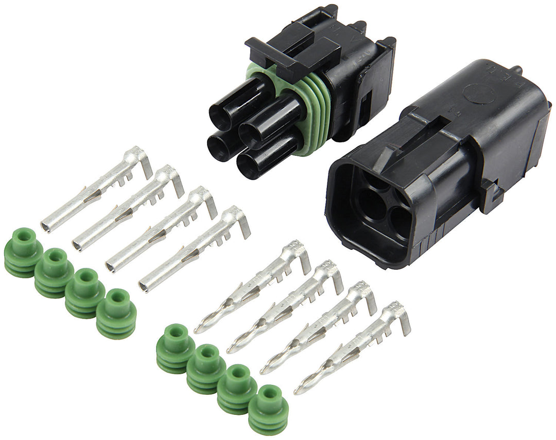 Allstar Electrical Connector Weather Pack Sealed Connector 4 Pin Square Plastic Black Kit ALL76269