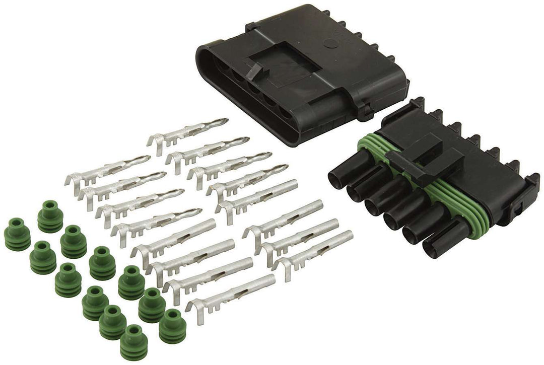 Allstar Electrical Connector Weather Pack Sealed Connector 6 Pin Plastic Black Kit ALL76270