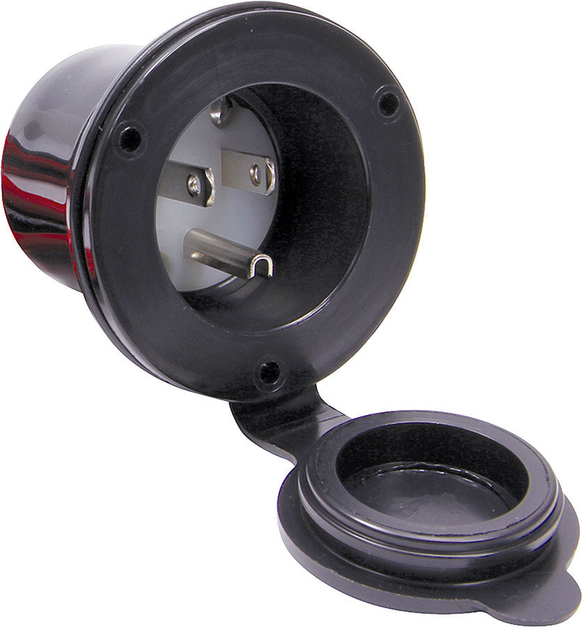 Allstar Accessory Plug-In 110V Flange Mount Covered Housing Only 3-Prong Male Socket ALL76434
