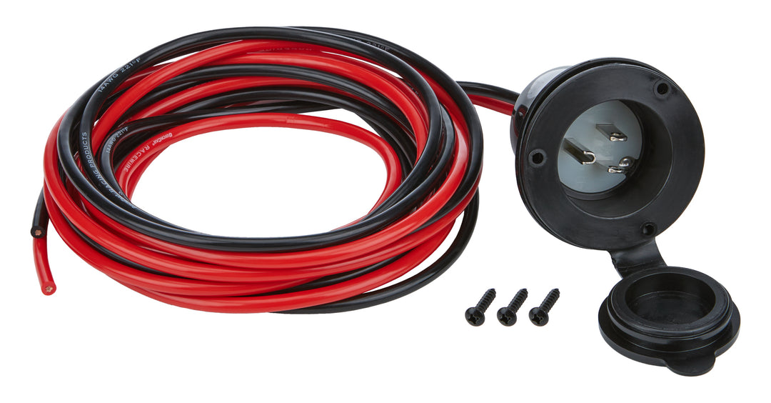 Allstar Accessory Plug-In 110V Flange Mount Covered Housing / Wiring Harness 3-Prong Male Socket ALL76436