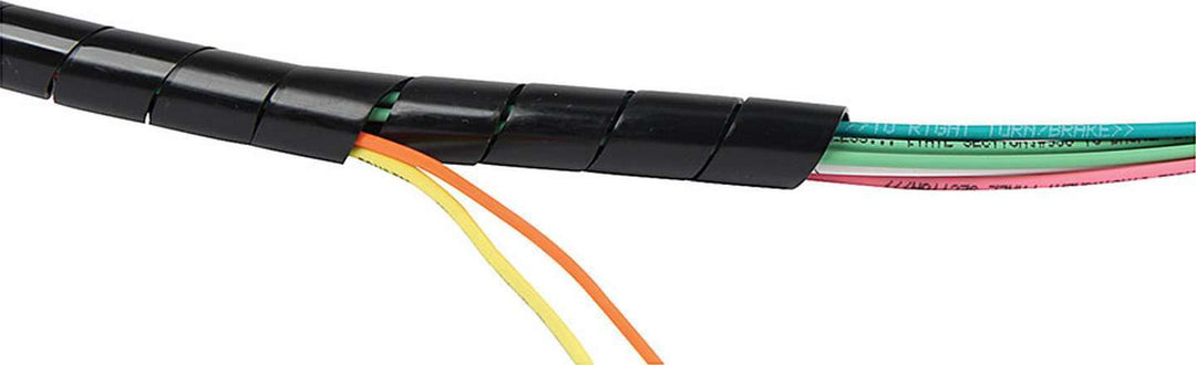 Allstar Hose and Wire Sleeve 1/4" Diameter 10 ft Spiral Plastic Black ALL76600