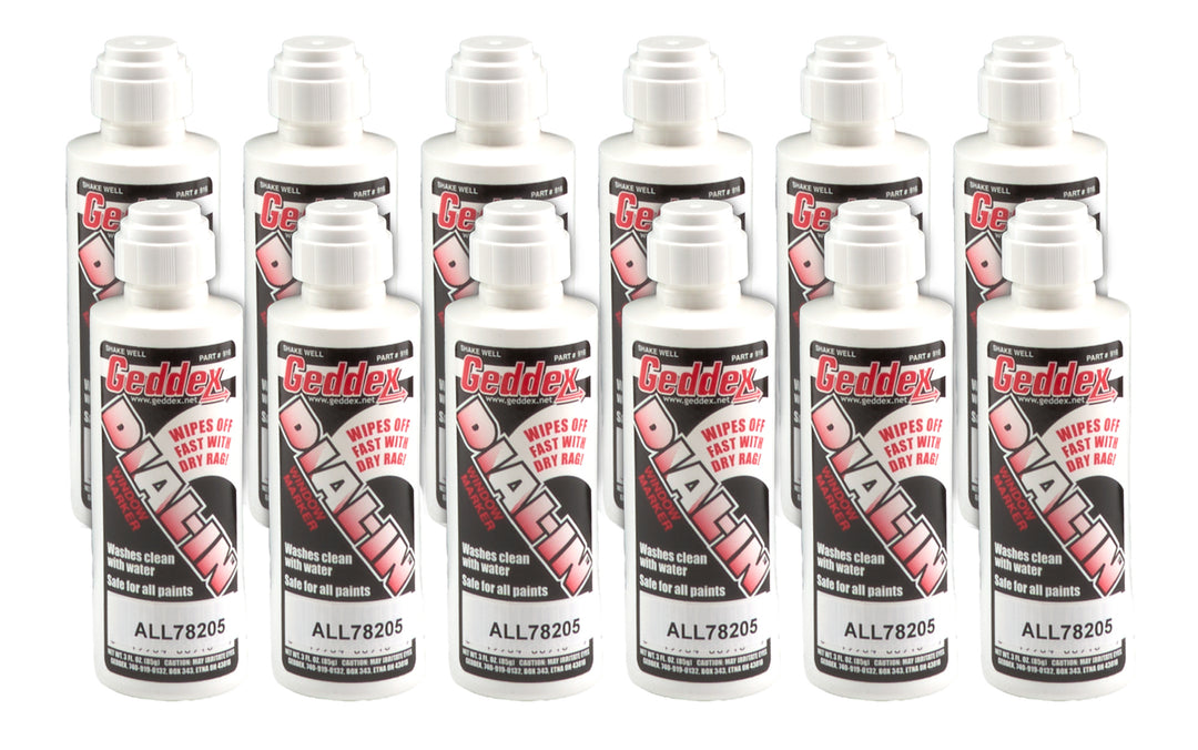 Allstar Dial-In Marker Window White Safe on Glass / Polycarbonate / Rubber 3 oz Set of 12 ALL78205-12