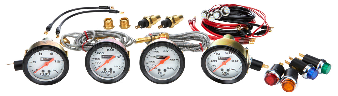Allstar Gauge Kit Oil Pressure / Water Temperature / Oil Temperature / Fuel Pressure Kit ALL80083