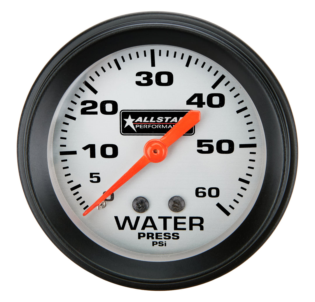 Allstar Water Pressure Gauge 0-60 psi Mechanical Analog Full Sweep 2-5/8" Diameter Silver Face ALL80094