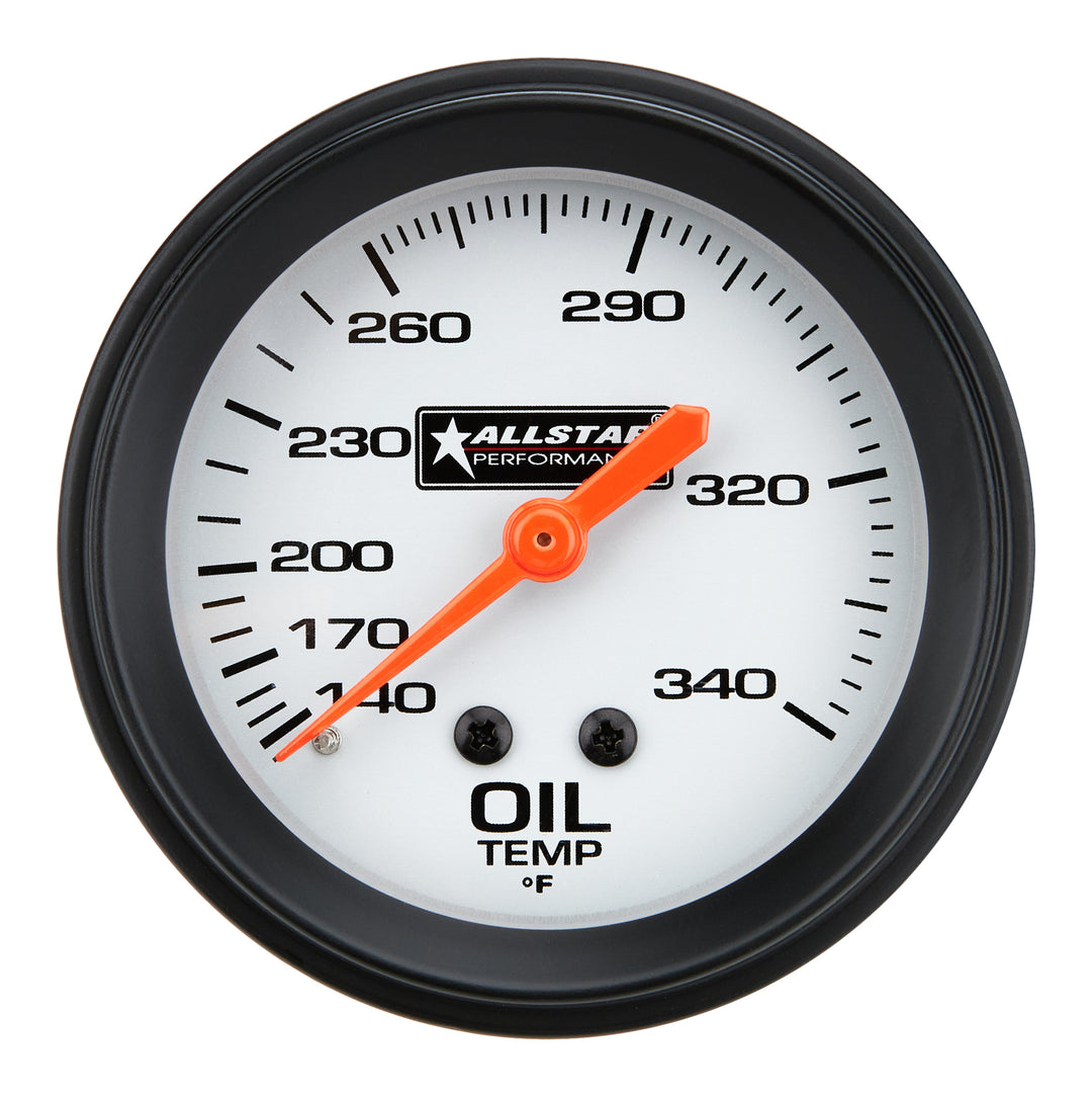Allstar Oil Temperature Gauge 140-340 Degree F Mechanical Analog Full Sweep 2-5/8" Diameter ALL80097