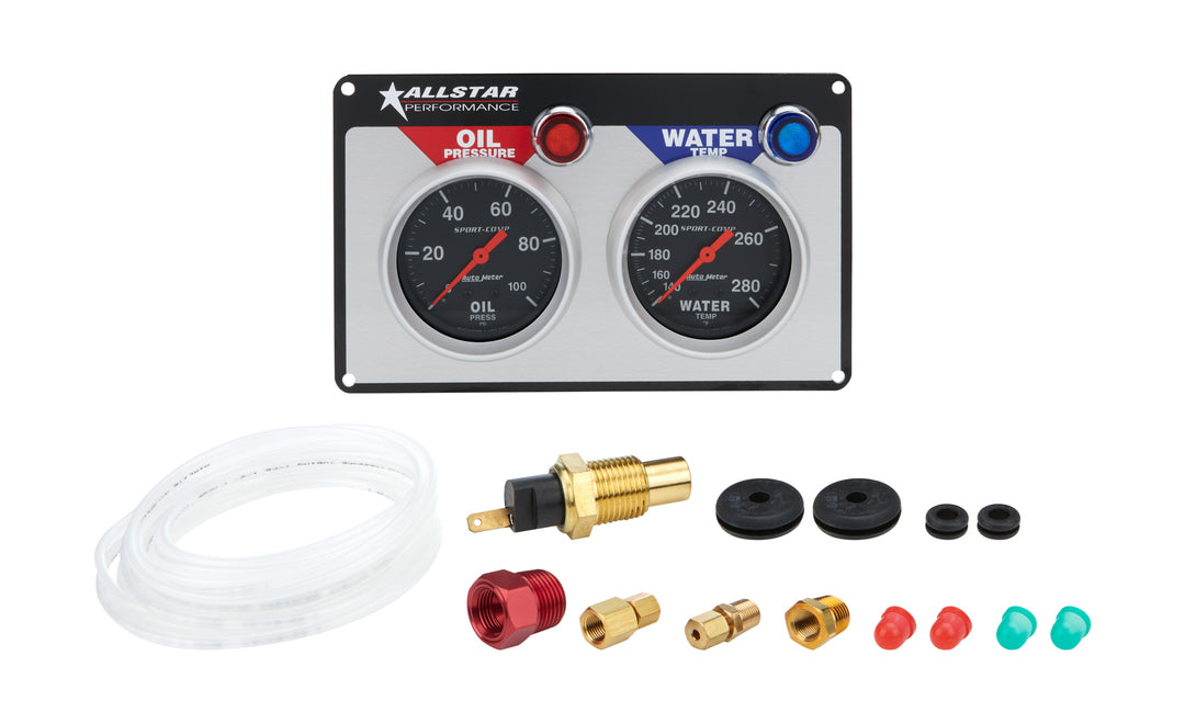 Allstar Gauge Panel Assembly Auto Meter Sport-Comp Oil Pressure / Water Temperature Kit ALL80110