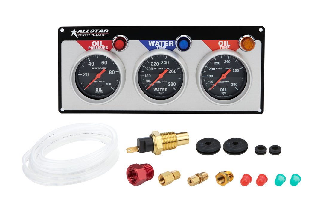 Allstar Gauge Panel Assembly Auto Meter Sport-Comp Oil Pressure / Oil Temperature / Water Kit ALL80112