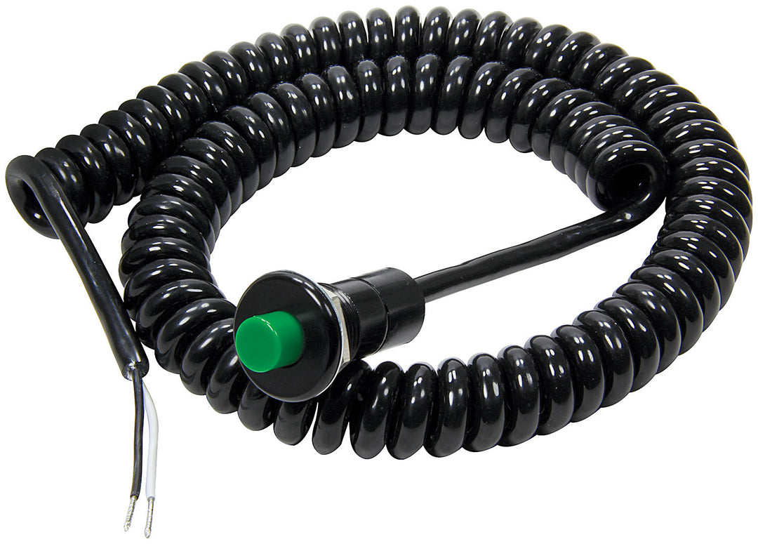Allstar Push Button Switch Momentary 10 amps 12/16V Spiral Coiled Cord Green Button ALL80180